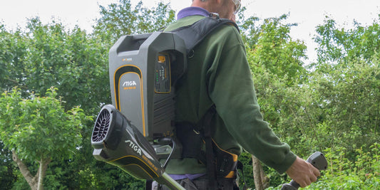 Stiga SBH900AE Battery Harness in use at Barnsdale Gardens
