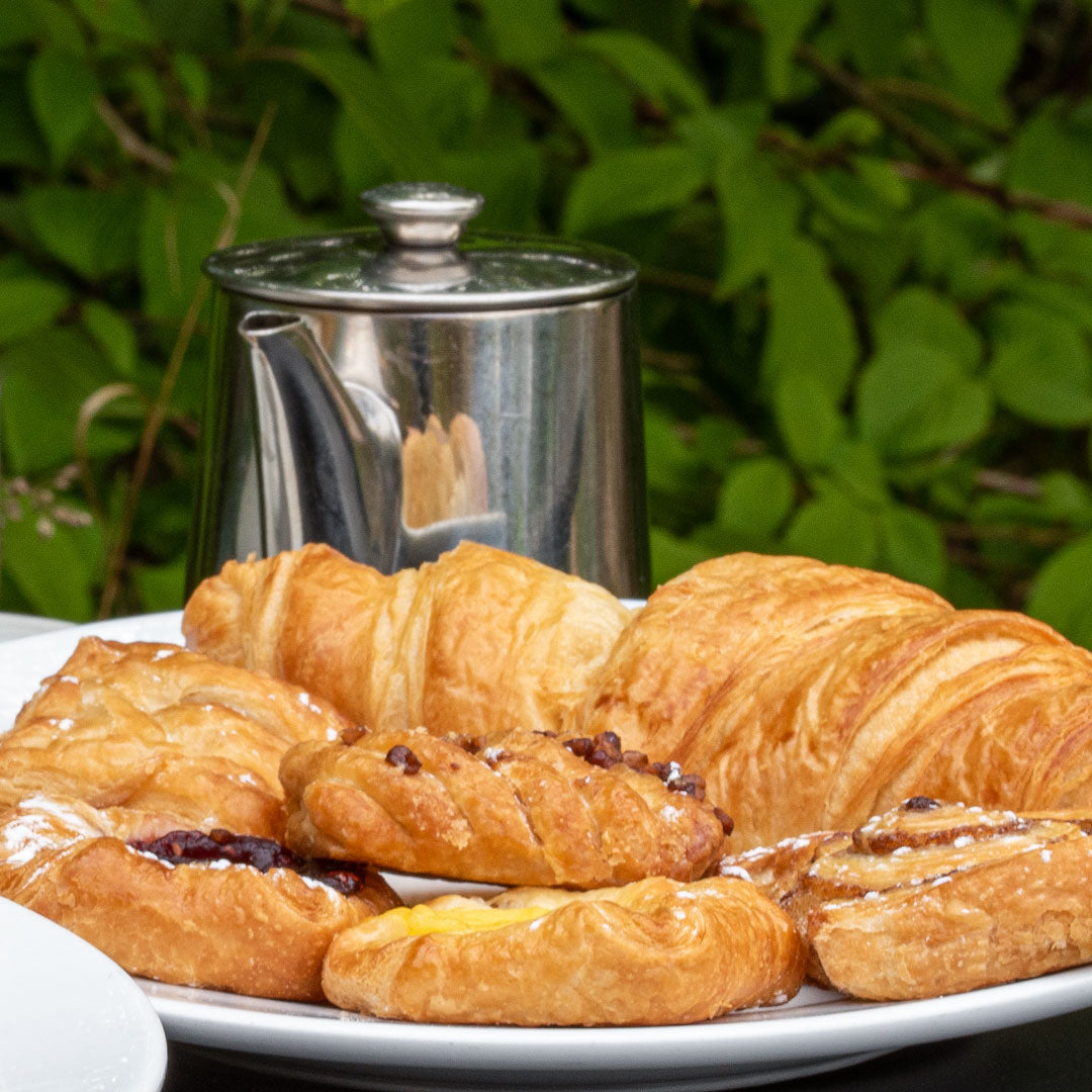 Father's Day Brunch: an assortment of pastries, including croissant, pain au chocolat, pain aux raisins etc