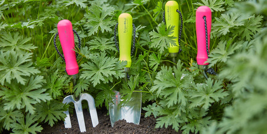 Florabrite Hand Trowel and Hand Fork from Burgon & Ball, tested at Barnsdale Gardens