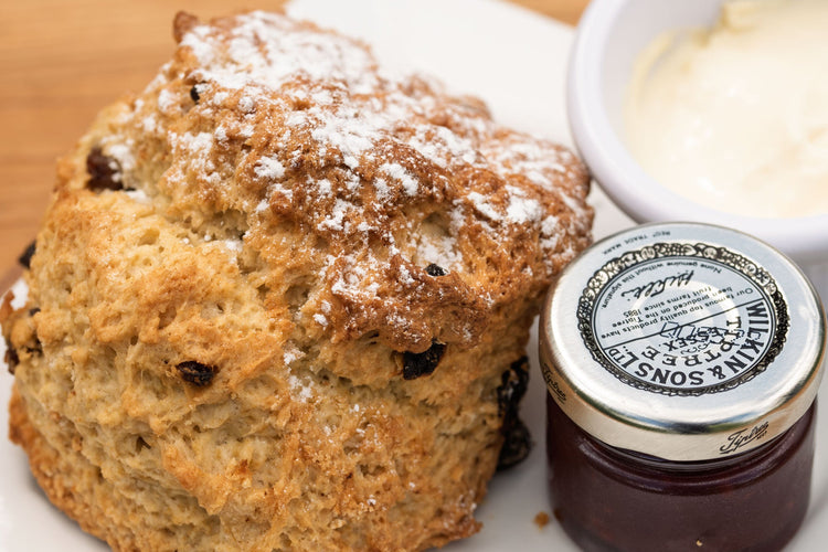 Cream tea from the Helenium Tea Room at Barnsdale Gardens