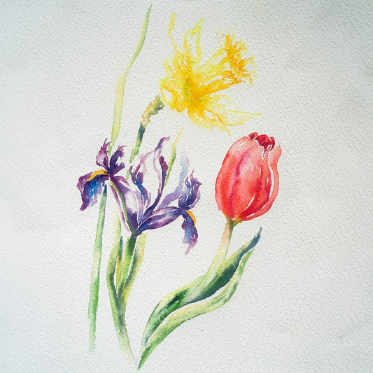 Watercolour Painting: Spring Flowers with Wet-into-wet Backgrounds. 18th April, 2024.