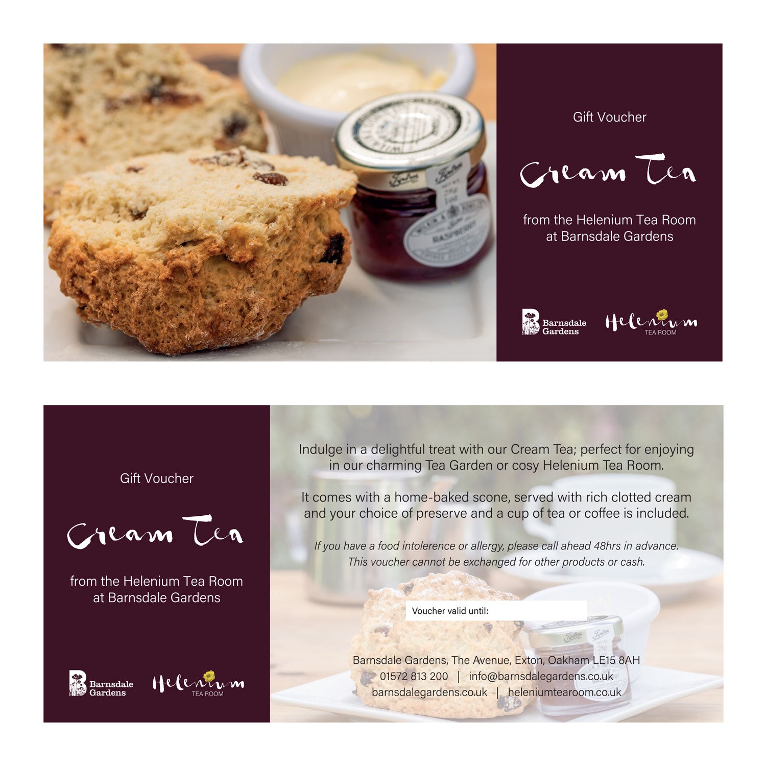 Cream Tea Gift Voucher – Barnsdale Gardens Helenium Tea Room