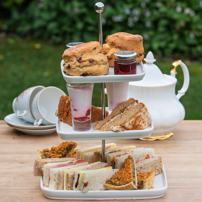 Vegan Afternoon Tea from the Helenium Tea Room at Barnsdale Gardens.