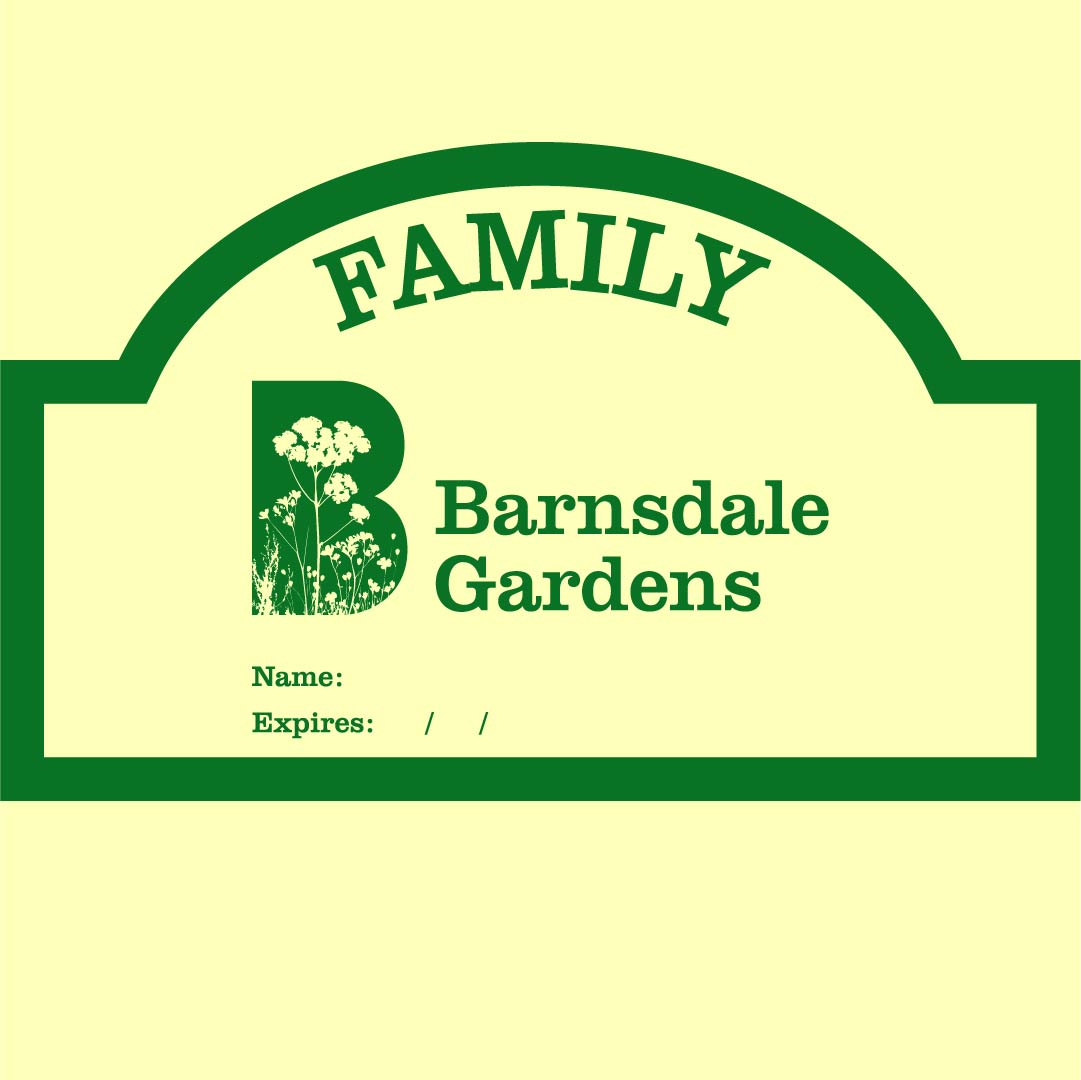 Day visit to Barnsdale Gardens ticket. Family