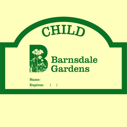 Day visit to Barnsdale Gardens ticket. Child